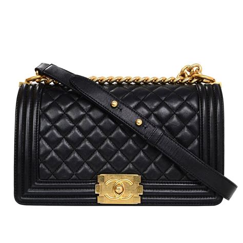 chanel all black boy bag